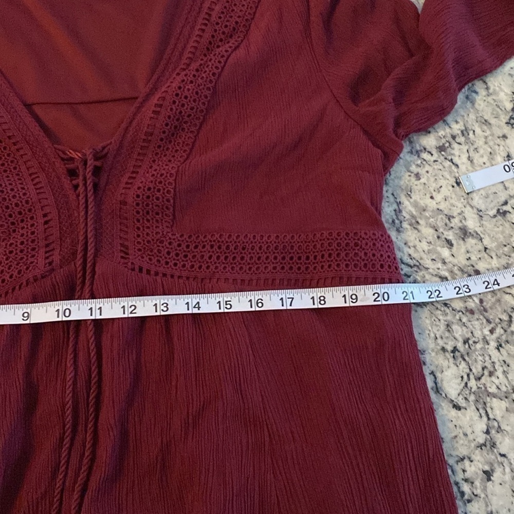 Torrid Zinfandel Burgundy Mini Gauze Lace-Up Skater Dress 2 2X 18 20 RR14 - Picture 16 of 16